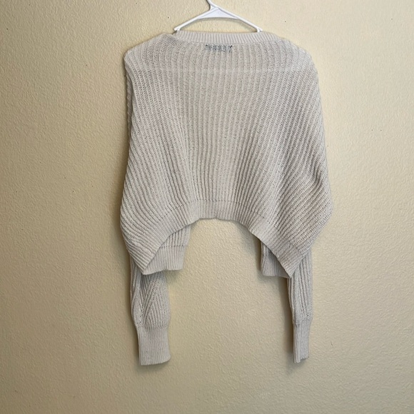 Women's Cream Cardigan Cropped Sweater - Picture 2 of 3